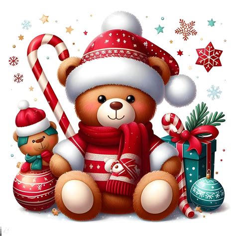 8 Christmas Teddy Bear Clipart Set - 8 Watercolor Holiday Bears ...