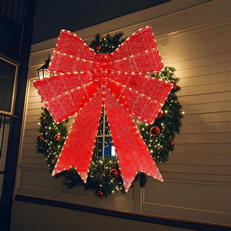 Amazon.com: Eachbid 48inch Pre-Lit Christmas Bow Decoration w/ 224 ...