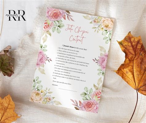 Buy Joota Chupai Contract, Fun Wedding Contract Template, Printable ...