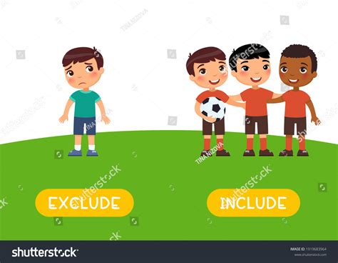 Exclude Include Antonyms Word Card Opposites Stock Vector (Royalty Free ...