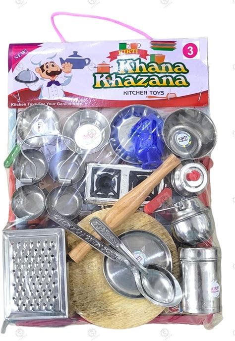 Buy SHAKTISM Steel Kitchen Set Toys for Kids, Role Playing Kitchen Set ...