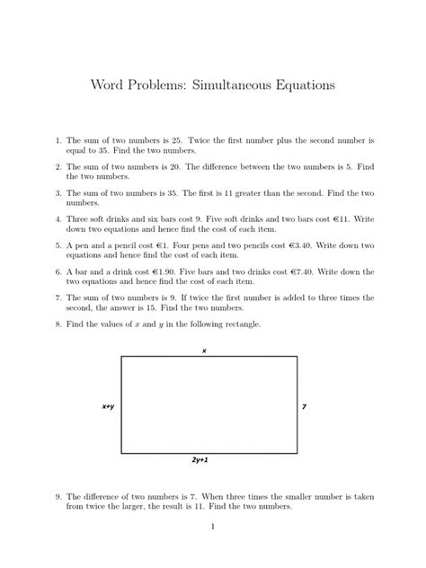 Word Problems Using Simultaneous Equations 的图像结果