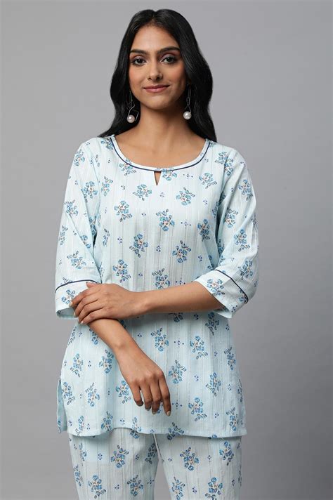 Buy Blue Floral Print Summer kurta Co-Ord Set Online for Woman | Shop ...