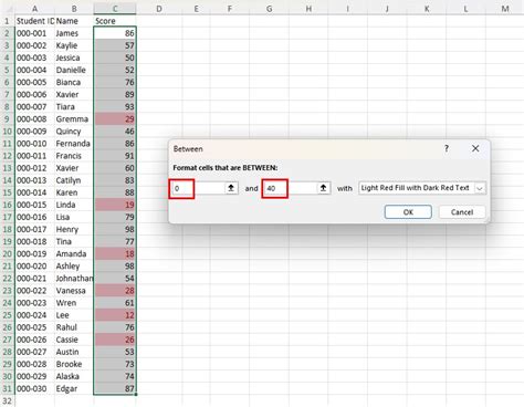 Image result for Excel Range of Numbers Color Code