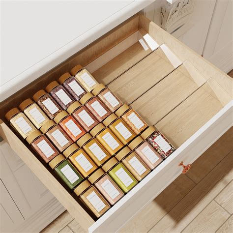 Jadehom Spice Drawer Organizer, 4 Tier Clear Acrylic Expandable From 13 ...