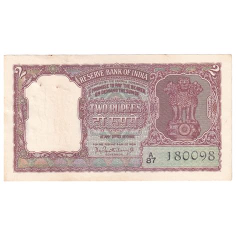 India 1962-1995 2 Rupees F A87 180098 Banknote – SCOINS INDIA