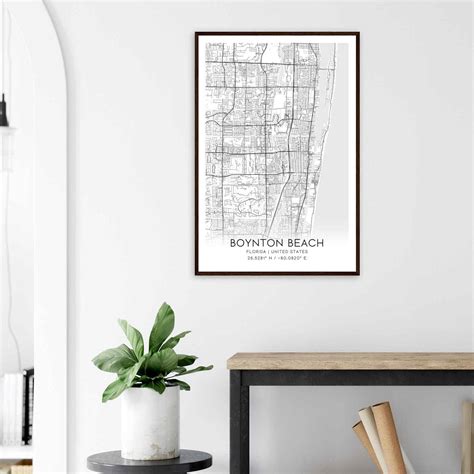 Boynton Beach Florida Map Poster, Modern Home Decor Wall Art Print ...
