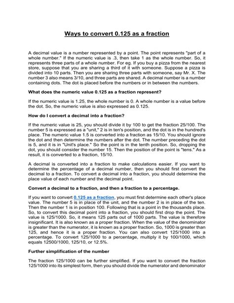 Convert 0.125 to Fraction: Easy Step-by-Step Guide