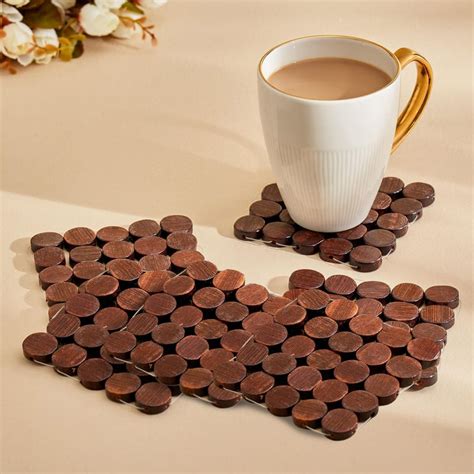 Buy Habitat Rivet Set of 6 Bamboo Coasters from Home Centre at just INR ...
