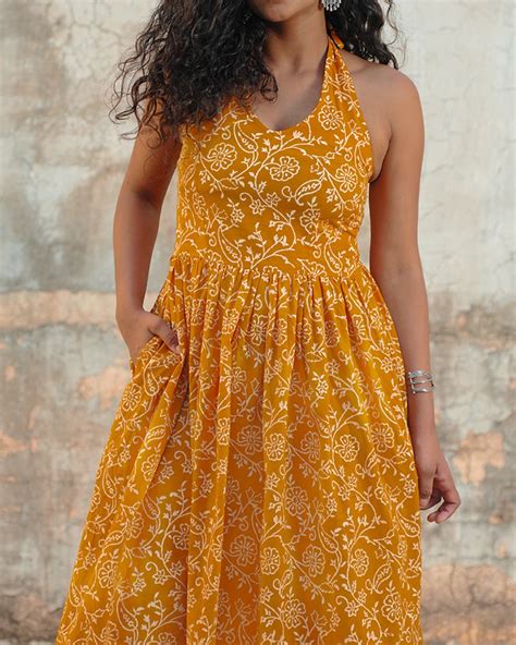 Pure Cotton Halter Flared Dress - Orchid Bliss – tSucchi Traditions