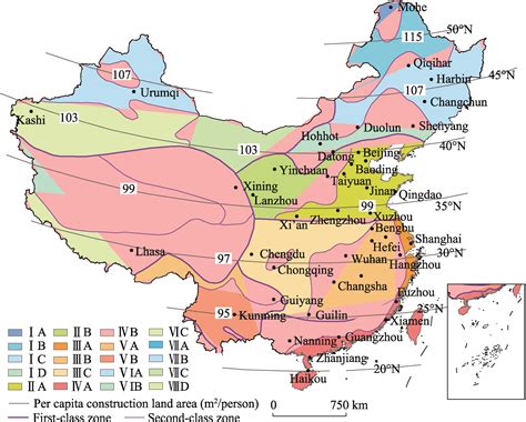 Urban planning construction land standard and its revision based on climate and topography in China