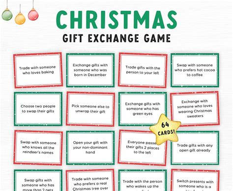 Christmas Gift Exchange Game, Printable Christmas Party Game, White ...