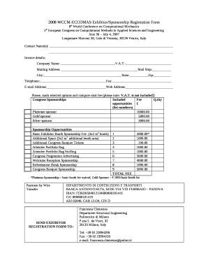 2008 WCCM-ECCOMAS Exhibitor/Sponsorship Registration Doc Template ...