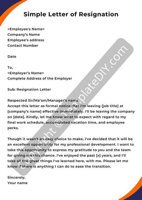 Simple Resignation Letter Sample With Examples [Word]