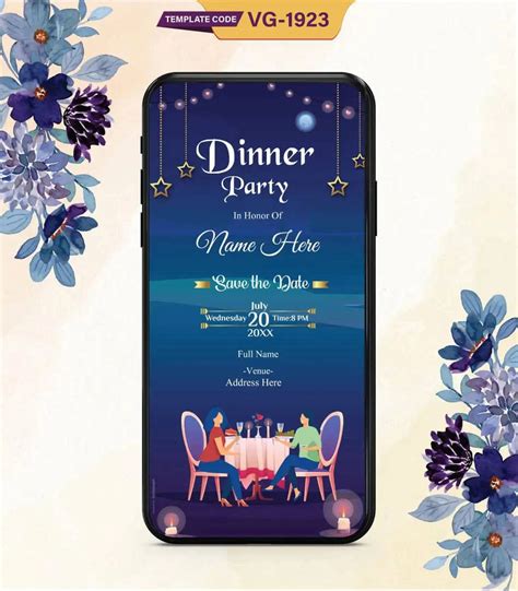 Elegant Dinner Party Invitation | Night Gathering Digital Invite | VG ...