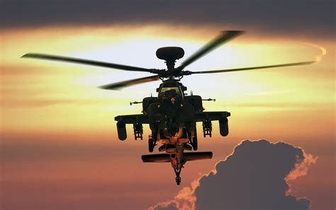 Boeing AH-64 Apache Helicopter – Stunning Military HD Wallpaper at Sunset