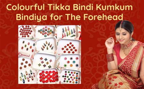 Quarya Bindi Bindiya Kumkum Tikka Colourful Forehead Sticker Golden ...