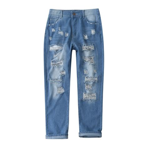 Asqwmvz Clearance Plus Size Jeans for Women Boyfriend Jeans for Women ...