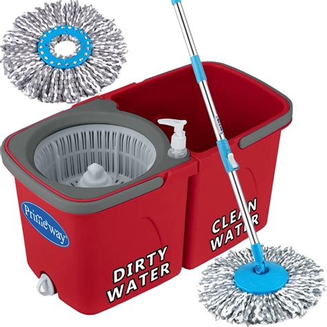 Gala Twin Bucket Spin Mop, 2 Microfiber Refills, Floor Cleaning Mop ...