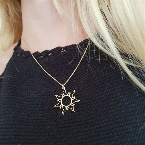 Gold sun necklace golden sun jewelry sun pendant necklace | Etsy