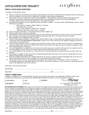 Fillable Online fletchers net APPLICATION FOR TENANCY - Fletchers Real ...