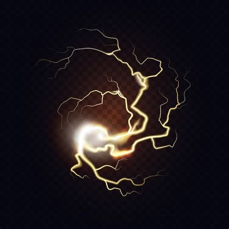 Realistic lightning thunderbolt glowing thunder bolt light effect of ...