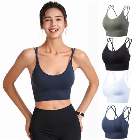 APEXFWDT Cross Back Sport Bras for Women Padded Strappy Criss Cross ...