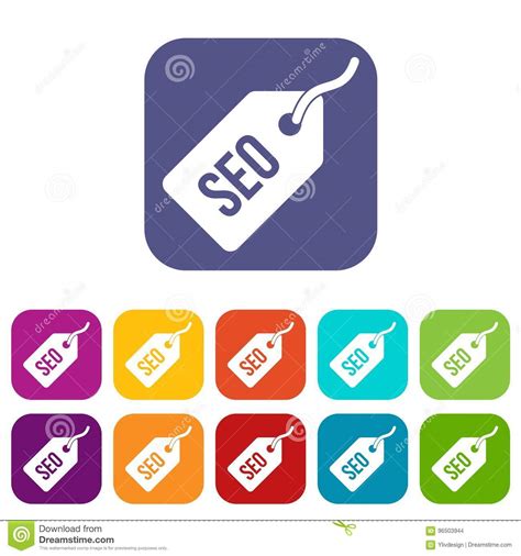 Seo tag icons set stock vector. Illustration of computer - 96503944