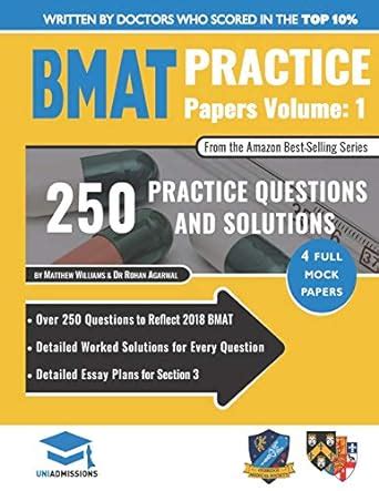 Buy BMAT Practice Papers Volume 1: 4 Full Mock Papers, 250 Questions in ...