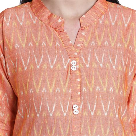 Fabclub Two Tone Rayon Printed Straight Women Kurti (Coral) – Fabclub