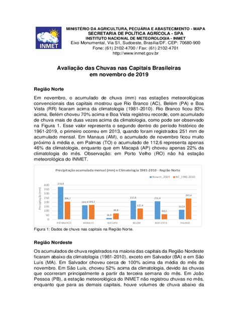 Fillable Online Avaliao das Chuvas nas Capitais Brasileiras em novembro ...