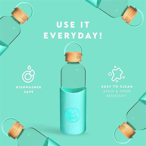 Buy Neon Kactus - Hand Blown Borosilicate Glass Water Bottle with ...