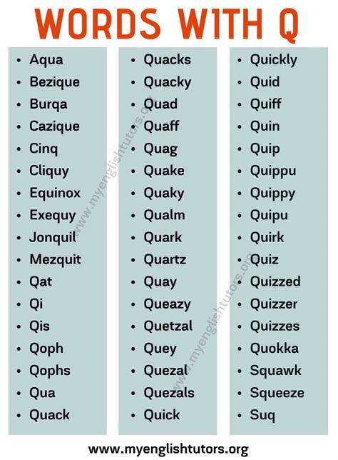 Words With Q: List of Common English Words with The Letter "Q" - My ...