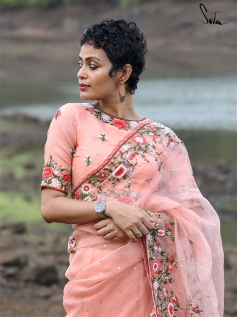 Silk Organza Peach Designer Blouse|Misty Moonrise|Suta