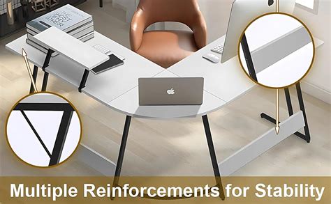 Deskio Engineered Wood L Shaped Desk with Large Surface I Rounded ...