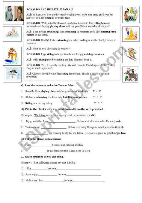 Hobbies Worksheet 的图像结果