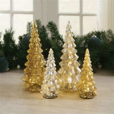 Metallic Glass Micro LED Trees & Warm White Twinkling Lights Gold 13 ...