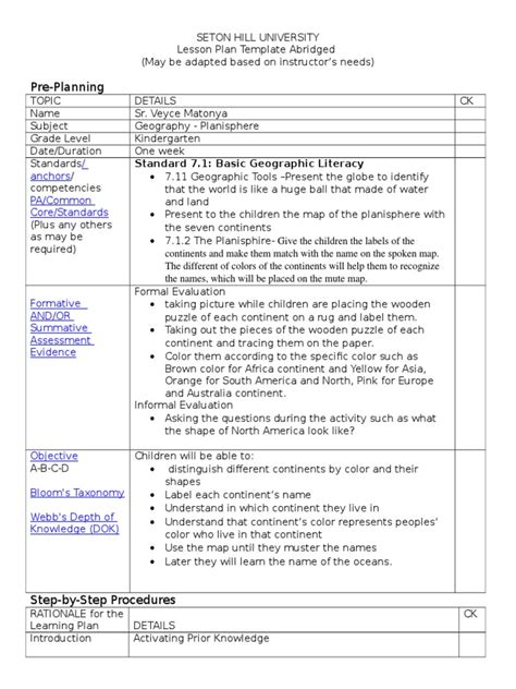 Geography Lesson Plan | PDF | Lesson Plan | Homework
