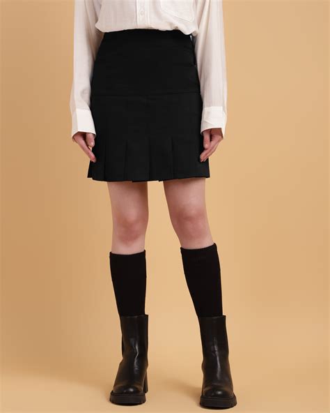 Women’s Black Plaid Pleated Mini Skirt -2936 – Sands of India
