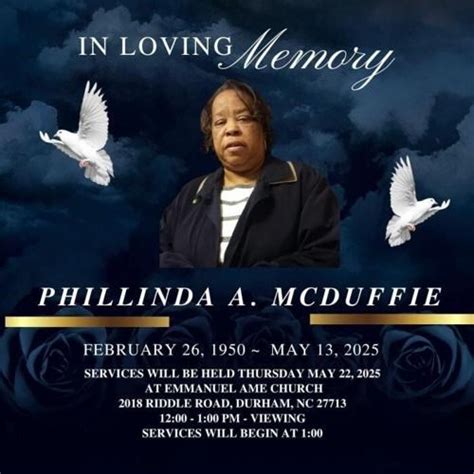 Phillinda McDuffie Obituary (2025) - Durham, NC - Hanes Funeral Service ...