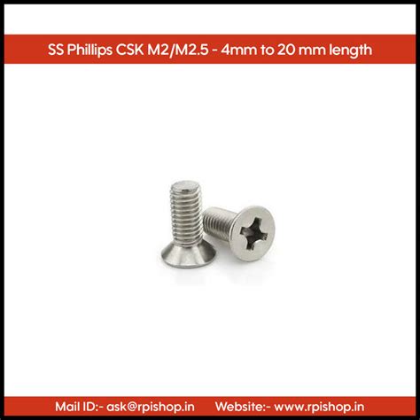 Rpi shop - SS 304 Phillips Drive Countersunk (CSK) Head Screws, Micro ...
