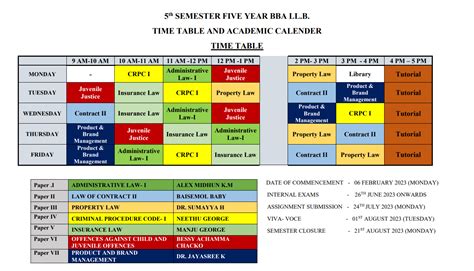 Class Timetable - MG School of Indian Legal Thought : MG School of ...