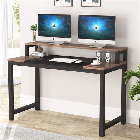 Tribesigns 47 Inches Computer Desk, Industric Office Desk with Monitor ...
