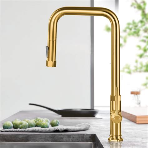 Gold Kitchen Faucets Brass Kitchen Faucets with Pull Down Sprayer ...