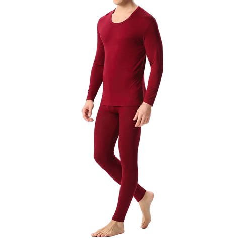 Mens Thermals Top and Bottom Set Men's Thermal Underwear Set Fleece ...
