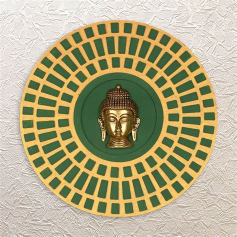 Buy Brass Buddha Face Handcrafted Wooden Wall Frame 15″