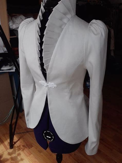 White Jacket, Ruffle Collar, One Button, Ruffle Back, for Women, Made ...