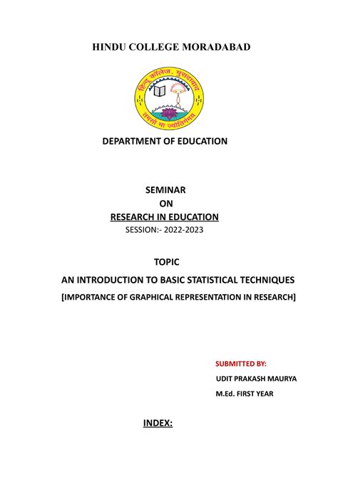 Udit synopsis - notes - HINDU COLLEGE MORADABAD DEPARTMENT OF EDUCATION ...