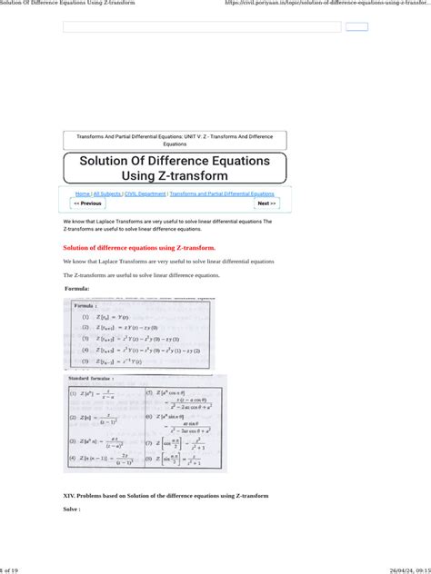 Image result for Difference Equations Z Transform Formula