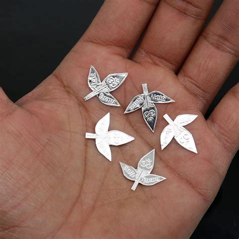 2.1 cm Lord Shiva bel Patra Solid silver handmade solid belva patra ...